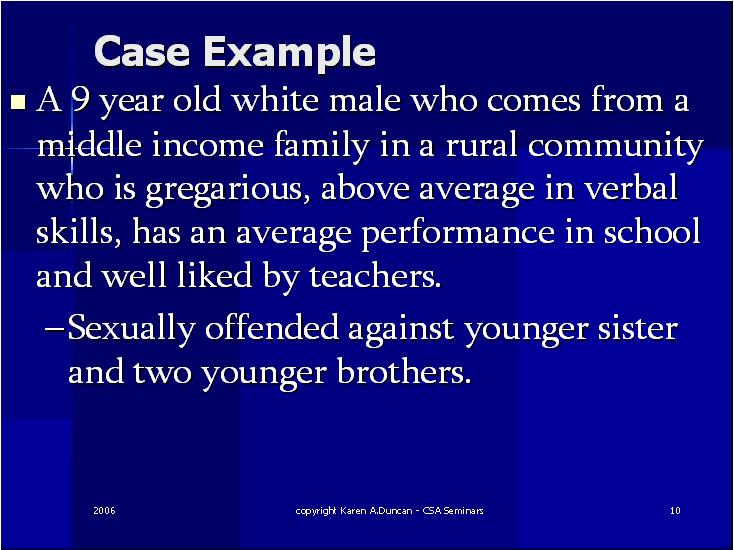 Case Example Juvenile Sex Offenders CEUs